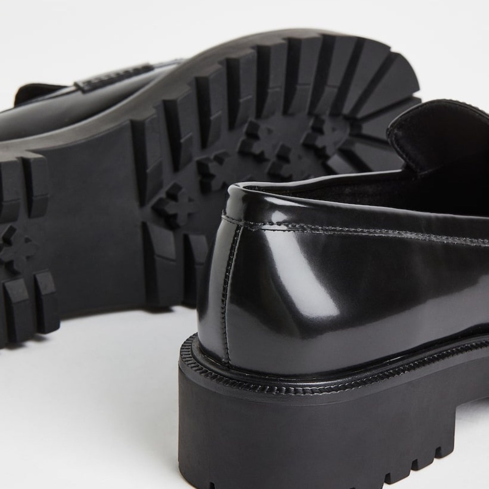H&M Black Patent Leather Loafers